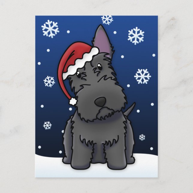 Cartes Pour Fêtes Annuelles Kawaii Scottish Terrier Christmas Postcard (Devant)