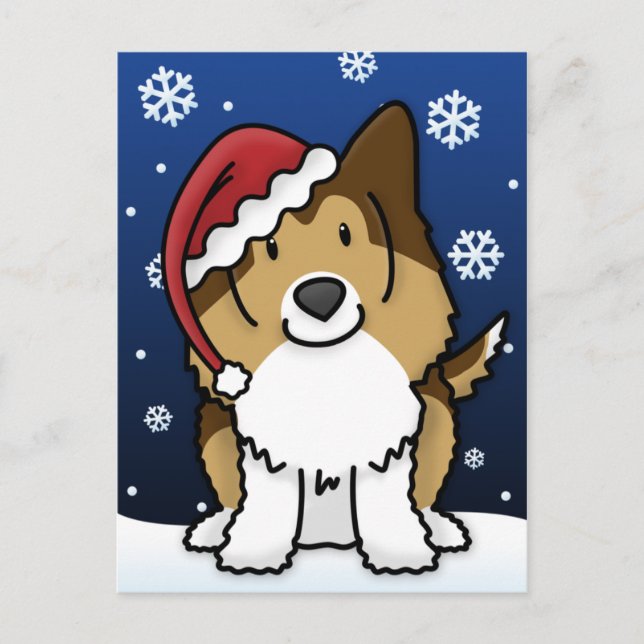 Cartes Pour Fêtes Annuelles Kawaii Shetland Sheepdog Christmas Postcard (Devant)