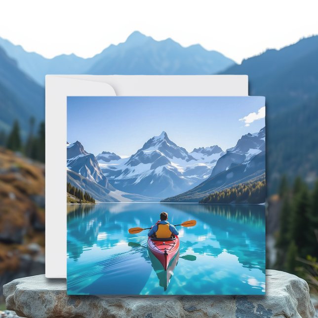 Cartes Pour Fêtes Annuelles  Kayaking in Mountains Blank (Créateur téléchargé)