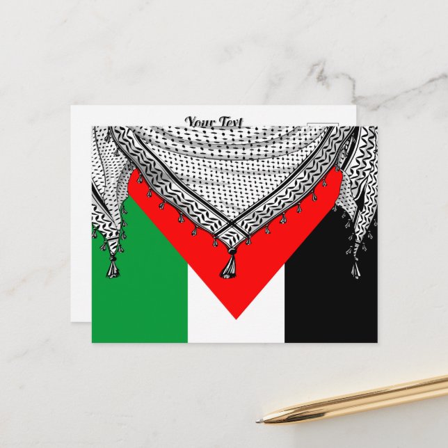 Cartes Pour Fêtes Annuelles Keffiyeh Écharpe palestinienne tissu traditionnel (Devant/Arrière en situation)