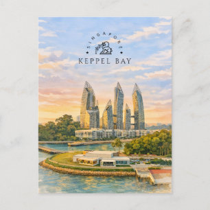 Cartes Pour Fêtes Annuelles Keppel Bay Singapour Paysage à l'aquarelle