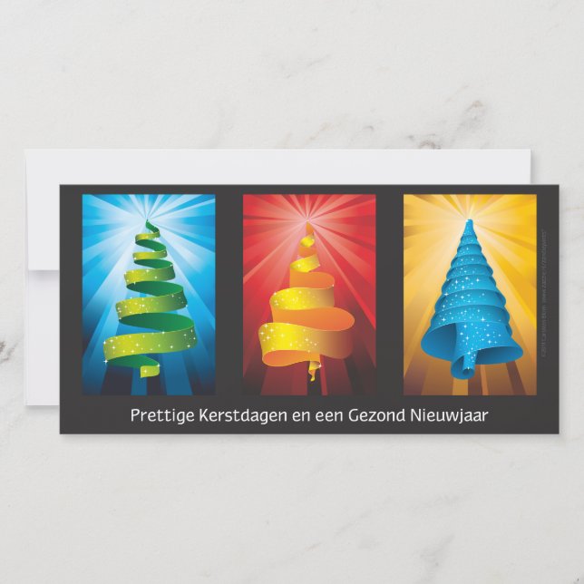 Cartes Pour Fêtes Annuelles kerstbomen gemaakt van lint (Devant)