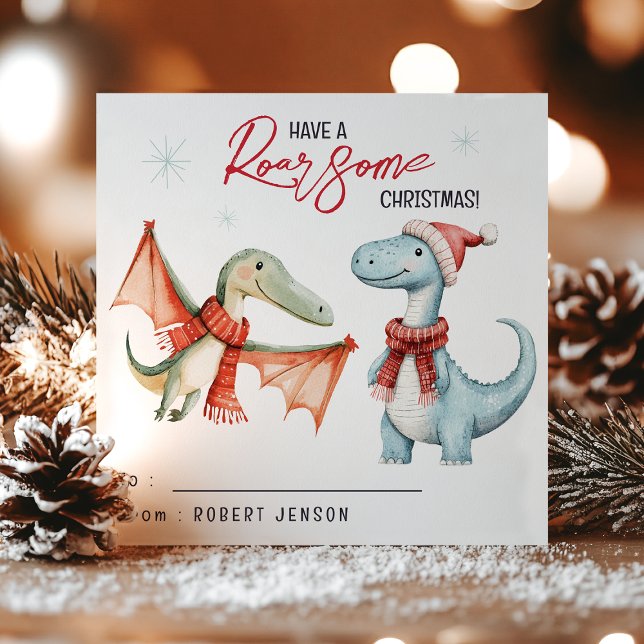 Cartes Pour Fêtes Annuelles Kids Classroom Dinosaur Roarsome Christmas Holiday (Créateur téléchargé)