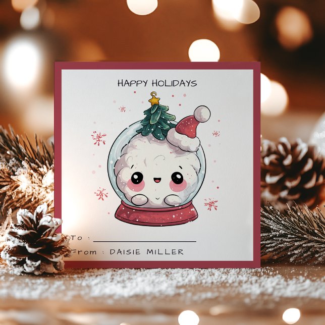 Cartes Pour Fêtes Annuelles Kids Classroom Kawaii Snow Globe Christmas Holiday (Créateur téléchargé)