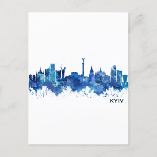 Cartes Pour Fêtes Annuelles Kiev Ukraine Skyline Blue