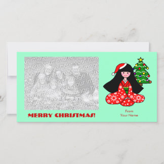 Cartes Pour Fêtes Annuelles Kimono Girl Cartoon de Noël Illustration