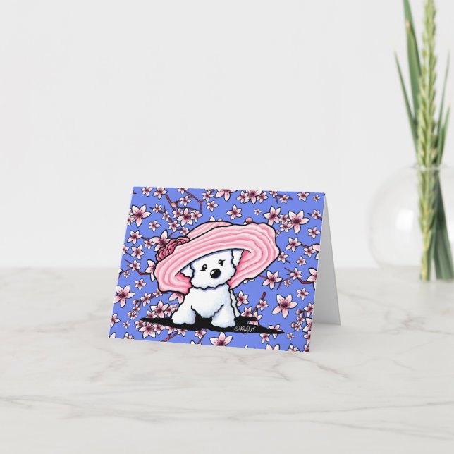 Cartes Pour Fêtes Annuelles KiniArt Cherry Blossom Bichon Frise (Devant)