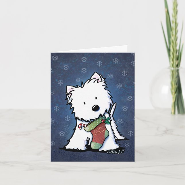 Cartes Pour Fêtes Annuelles KiniArt Festive Westie Christmas Cards (Devant)