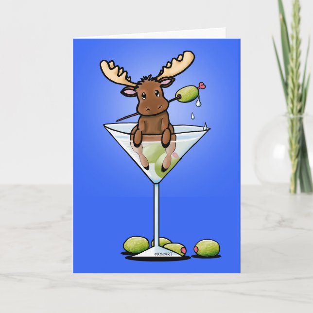 Cartes Pour Fêtes Annuelles KiniArt Moose Martini (Devant)