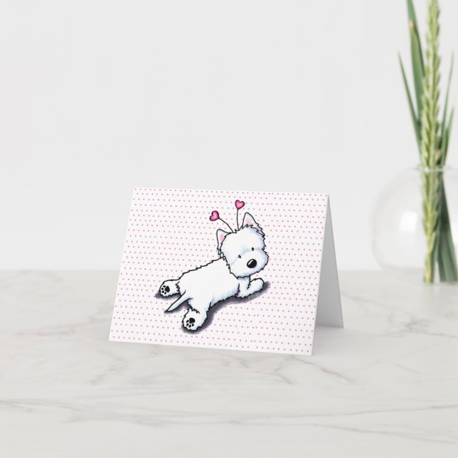 Cartes Pour Fêtes Annuelles KiniArt Westie de la Saint-Valentin câlin (Devant)