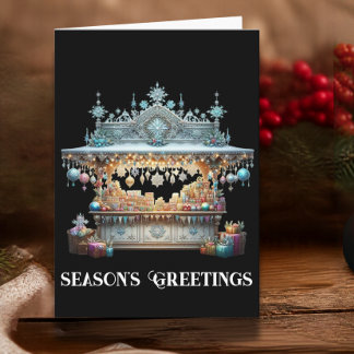 Cartes Pour Fêtes Annuelles Kiosque du marché de Noël Ornements et Boules 