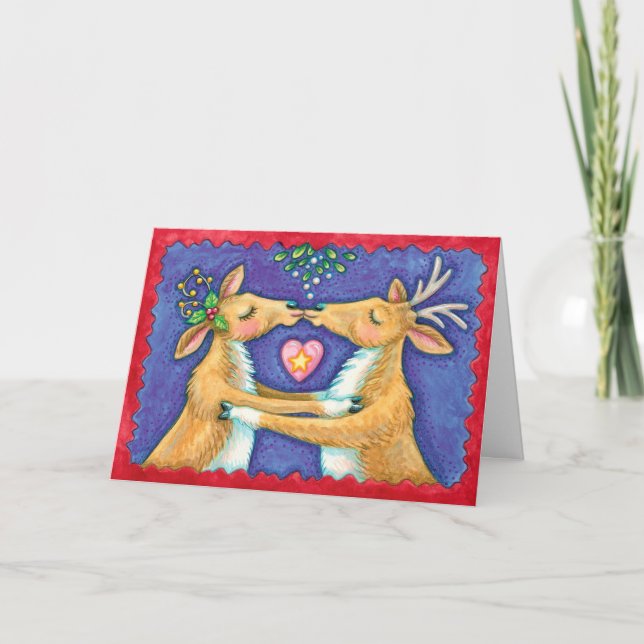 Cartes Pour Fêtes Annuelles Kissing Deer (Devant)