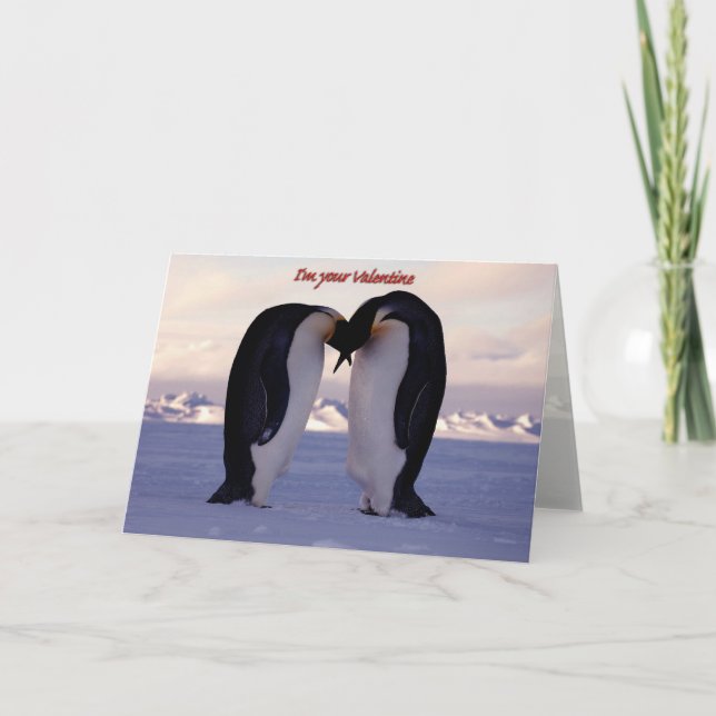 Cartes Pour Fêtes Annuelles Kissing Empereur Pingouin Valentine (Devant)
