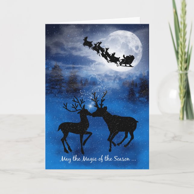 Cartes Pour Fêtes Annuelles Kissing Reindeer pour deux Noël (Devant)