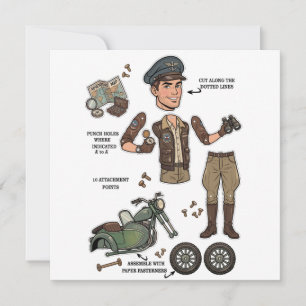 Cartes Pour Fêtes Annuelles Kit de poupée en papier aventurier vintage