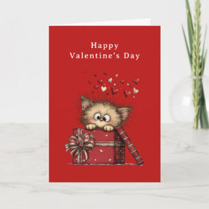 Cartes Pour Fêtes Annuelles Kiton de dessin animé mignon avec la Saint-Valenti
