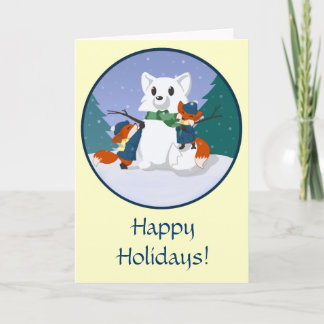 Cartes Pour Fêtes Annuelles Kitsune Snow Day