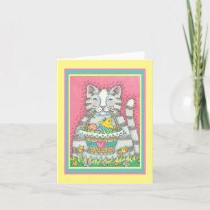 CARTES POUR FÊTES ANNUELLES KITTEN & EASTER BASKET, VERSE BLANCHE ET CUITE