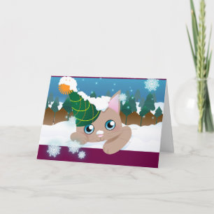 Cartes Pour Fêtes Annuelles Kitty dans la neige
