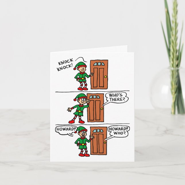 Cartes Pour Fêtes Annuelles Knock Elf Christmas Présent (Devant)