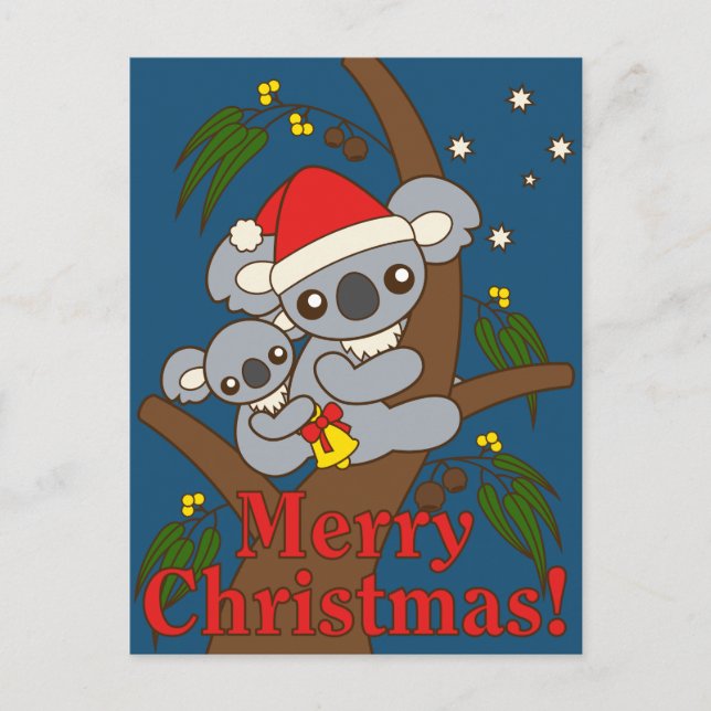 Cartes Pour Fêtes Annuelles Koala de Noël (Devant)