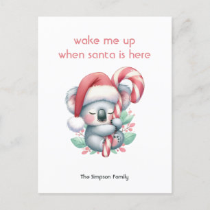 Cartes Pour Fêtes Annuelles Koala de Noël faisant une sieste