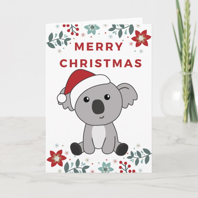 Cartes Pour Fêtes Annuelles Koala Noël Neige Animaux d'hiver Koalas vacances (Devant)