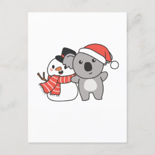 Cartes Pour Fêtes Annuelles Koala With Snowman