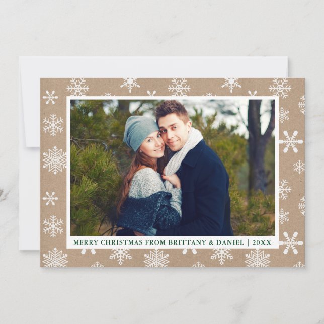 Cartes Pour Fêtes Annuelles Kraft Joyeux Christmas Couple Photo (Devant)