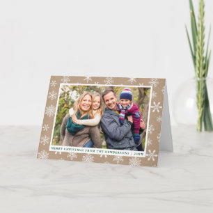 Cartes Pour Fêtes Annuelles Kraft Joyeux Noël Photo Flocs de neige Plier