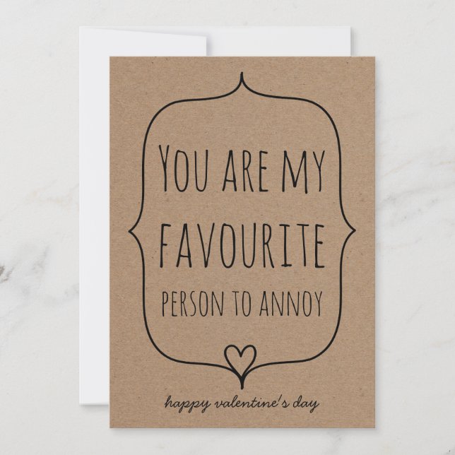 Cartes Pour Fêtes Annuelles Kraft Papier mignon Coeur drôle Valentines Jour (Devant)