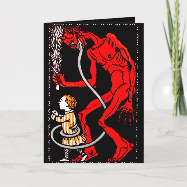 Cartes Pour Fêtes Annuelles Krampus a une longue langue (Devant)
