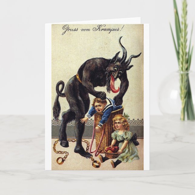Cartes Pour Fêtes Annuelles Krampus et son sac 2 (Devant)