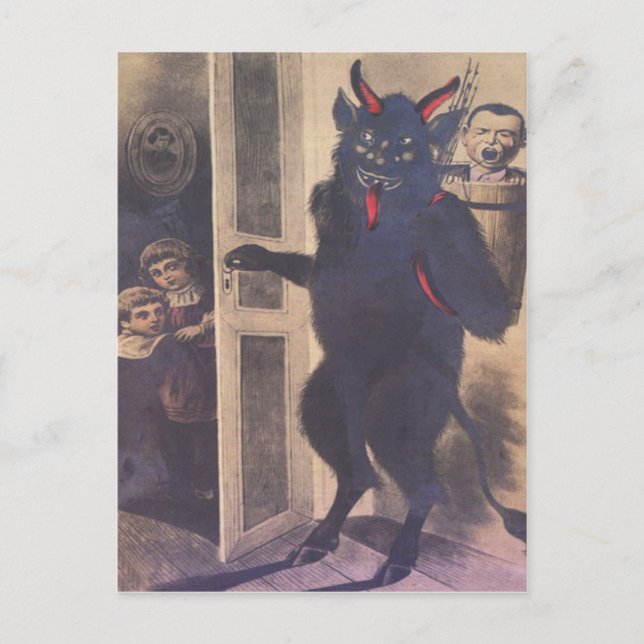 Cartes Pour Fêtes Annuelles Krampus recueillant la famille (Devant)