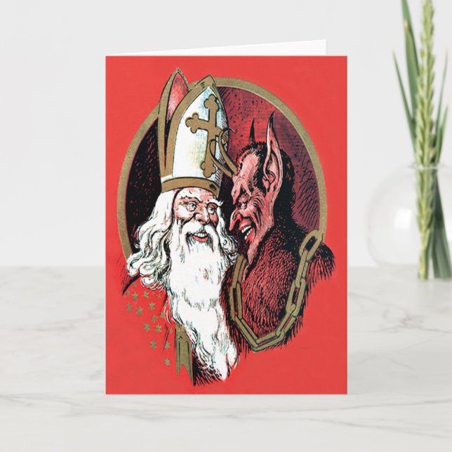 Cartes Pour Fêtes Annuelles Krampus Saint Nicolas rouge (Devant)