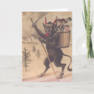 Cartes Pour Fêtes Annuelles Krampus Ski Kidnapping Femmes