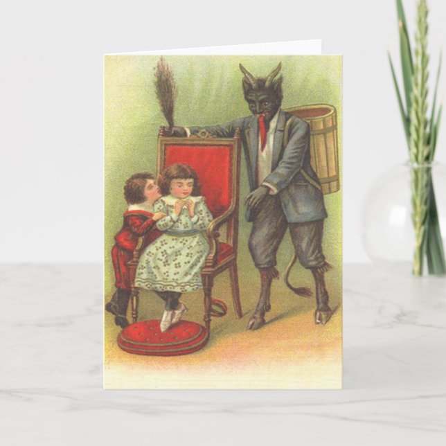 Cartes Pour Fêtes Annuelles Krampus Venant Pour Les Mauvais Enfants (Devant)