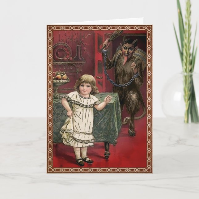 Cartes Pour Fêtes Annuelles Krampus vintage et enfant (Devant)
