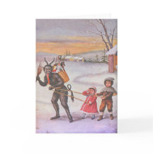Krampus volant des jouets et des enfants