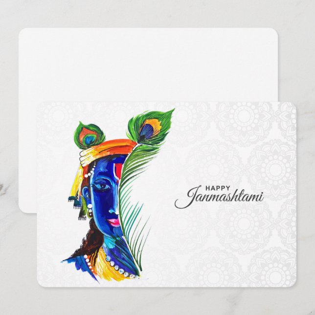 Cartes Pour Fêtes Annuelles Krishna Janmashtami (Devant / Derrière)