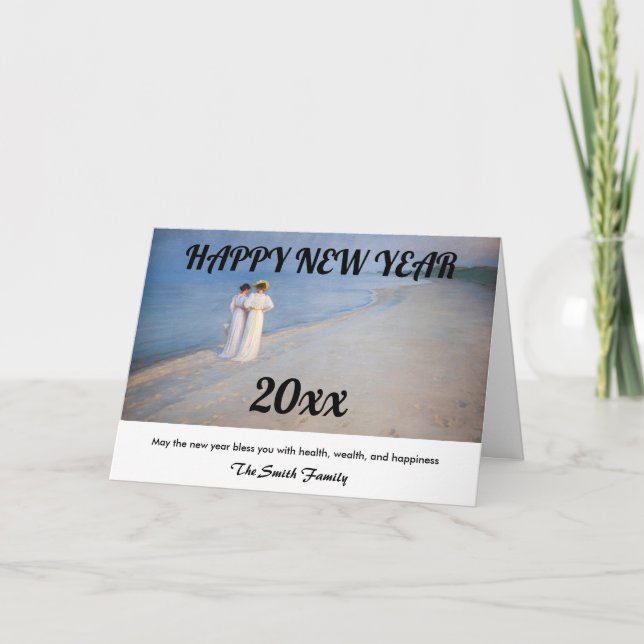 Cartes Pour Fêtes Annuelles Kroyer - Bonne année et plage de Skagen (Devant)