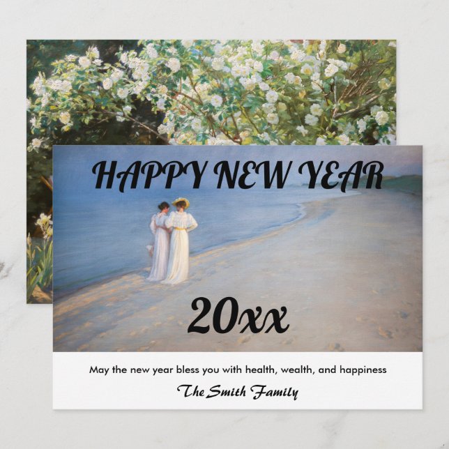 Cartes Pour Fêtes Annuelles Kroyer - Bonne année et Skagen Beach (Devant / Derrière)