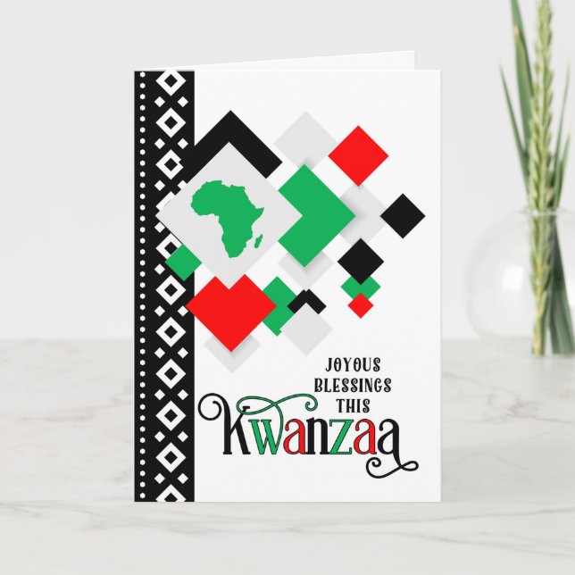 Cartes Pour Fêtes Annuelles Kwanzaa Bénédictions Joyeuses continent africain (Devant)