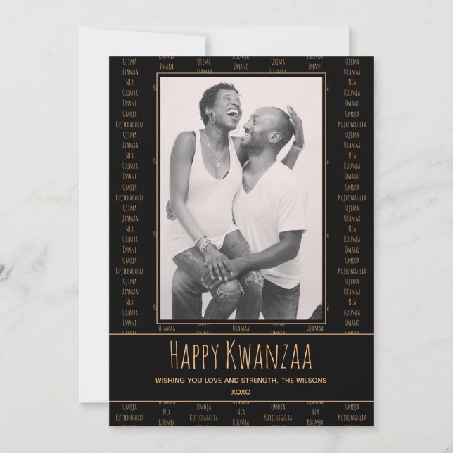 Cartes Pour Fêtes Annuelles Kwanzaa Principes Photo Brown noire (Devant)