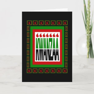 Cartes Pour Fêtes Annuelles Kwanzaa Split Avec 7 Flames Et Cadre Décoré