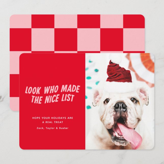 Cartes Pour Fêtes Annuelles La belle liste | Photo de Noël de chien animal de  (Devant / Derrière)