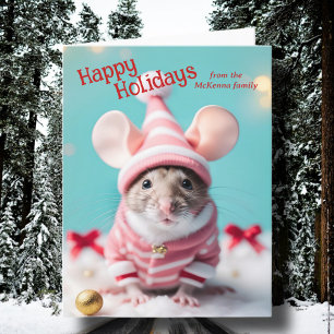 Cartes Pour Fêtes Annuelles La Bible Verse Jolie Souris de Noël Nom Photo