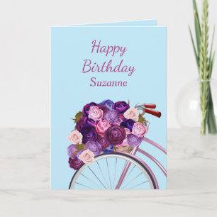 Cartes Pour Fêtes Annuelles La bicyclette et les roses ont personnalisé la