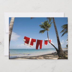 Cartes Pour Fêtes Annuelles La blanchisserie de Père Noël sur la plage