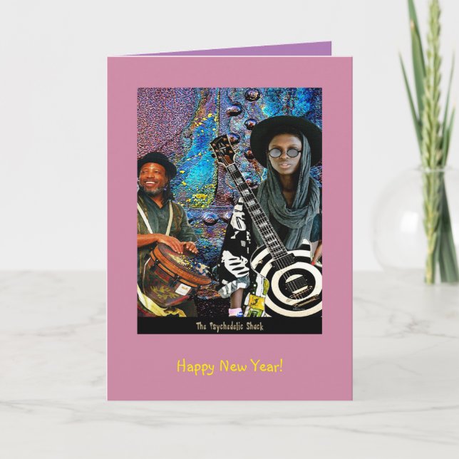 Cartes Pour Fêtes Annuelles La bonne année psychédélique de Shack… ! (Devant)